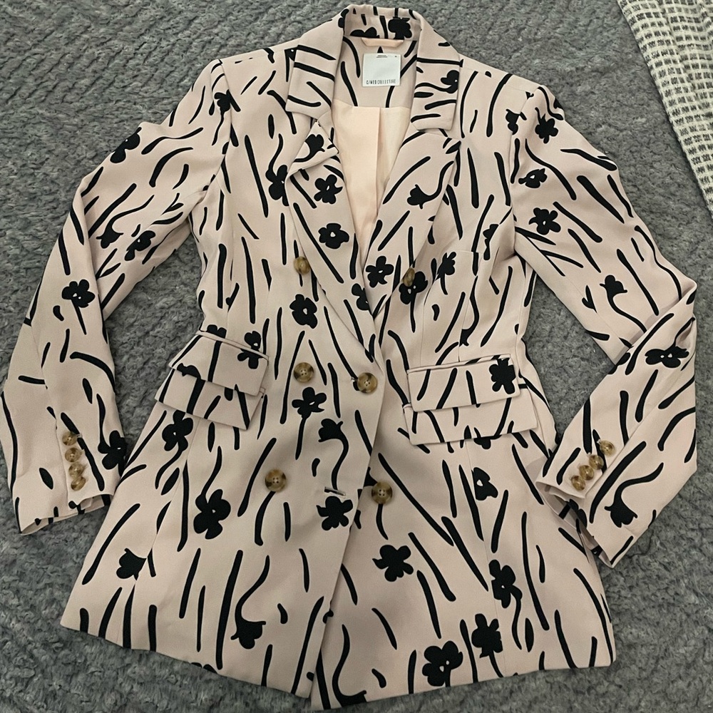 C/MEO Collective Pink Floral Double-Breasted Blazer